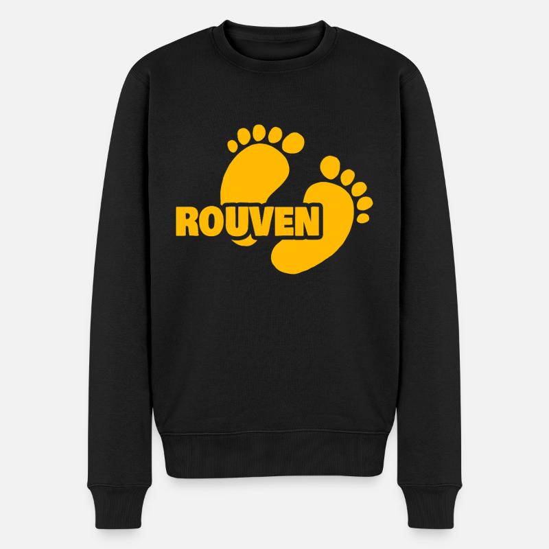 Rouven als Geburt - Männer Premium Bio Pullover - Schwarz