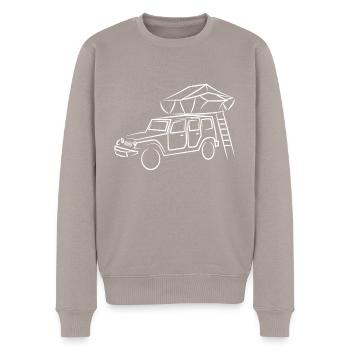 Jeep mit Dachzelt, Dachzeltnomaden - Männer Premium Bio Pullover - Taupe - Vorne - Nico (187cm)