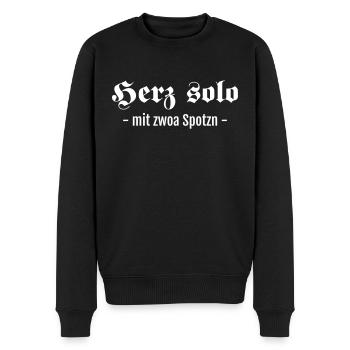 herz solo - zwoa spotzn II Schafkopf & Lederhose - Männer Premium Bio Pullover - Schwarz - Vorne - Nico (187cm)
