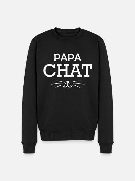 papa chat - Pull Premium bio Homme - noir