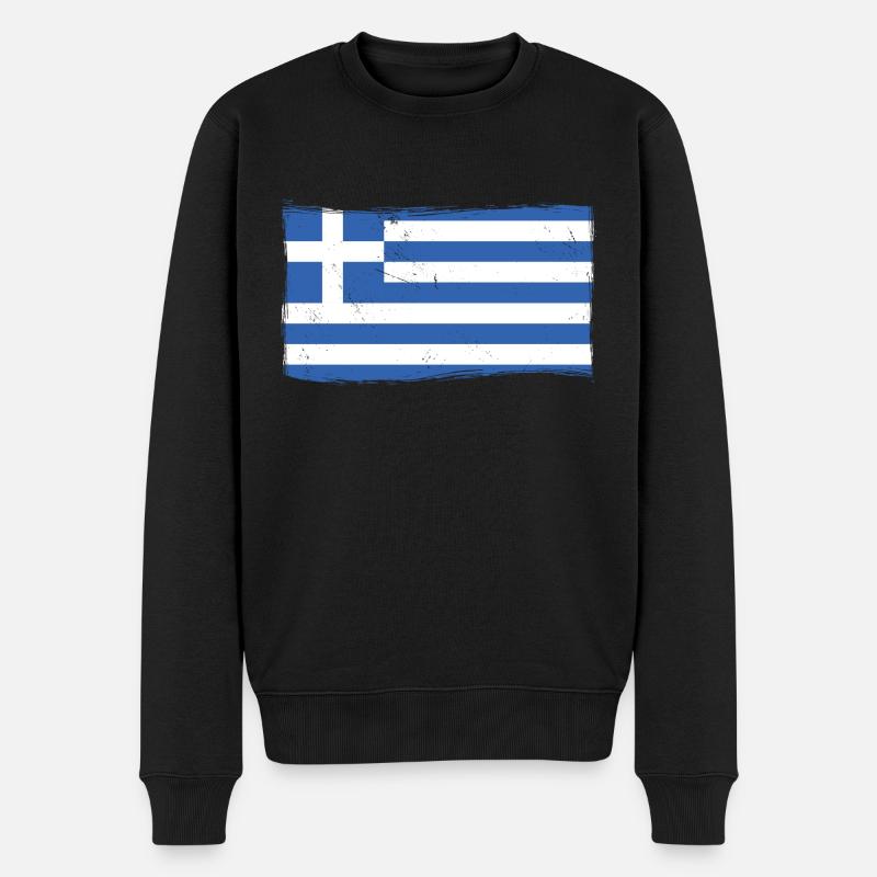 Grèce Drapeau Grec - Pull Premium bio Homme - noir
