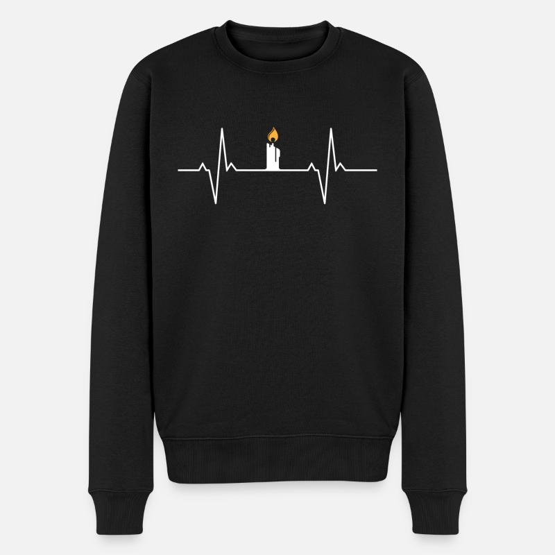 Kerze Herzschlag Lifeline Kerze machen diy Kerze - Männer Premium Bio Pullover - Schwarz