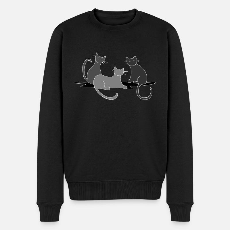Katzen - Männer Premium Bio Pullover - Schwarz