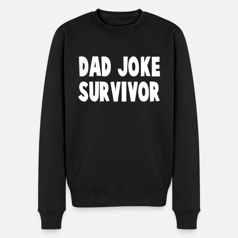 Papa Witz Überlebender - Männer Premium Bio Pullover - Schwarz