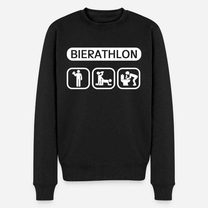 Bierathlon Saufen Ficken Kotzen - Männer Premium Bio Pullover - Schwarz