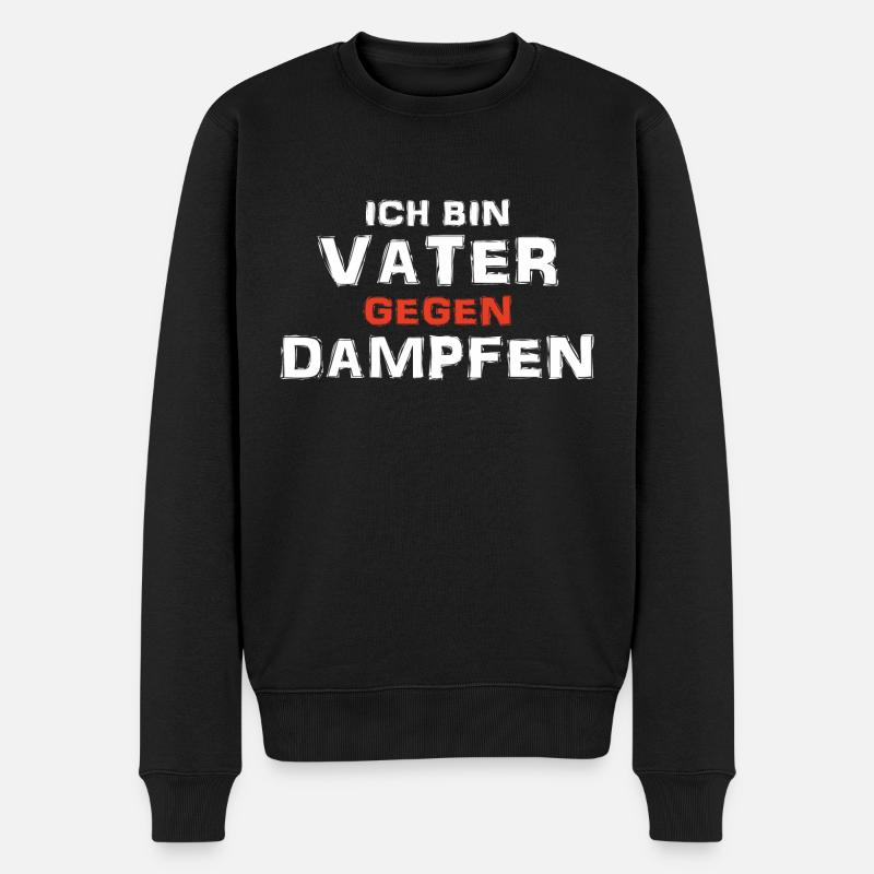 Ich bin Vater gegen Dampfen, Vaping, Rauchen - Männer Premium Bio Pullover - Schwarz
