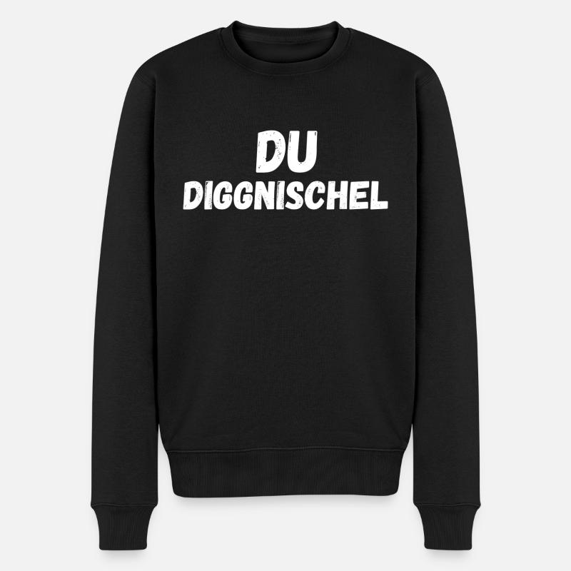 Du Dickkopf auf sächsisch - Männer Premium Bio Pullover - Schwarz