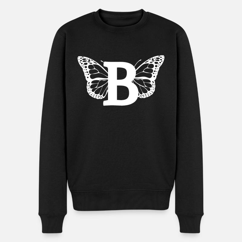 Buchstabe B Schmetterling - Männer Premium Bio Pullover - Schwarz