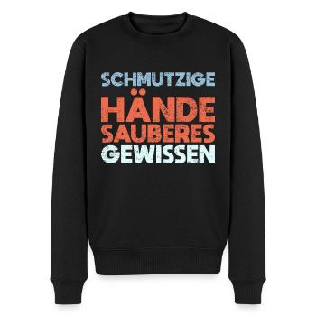Schmutzige Hände, Sauberes Gewissen - Männer Premium Bio Pullover - Schwarz - Vorne - Nico (187cm)