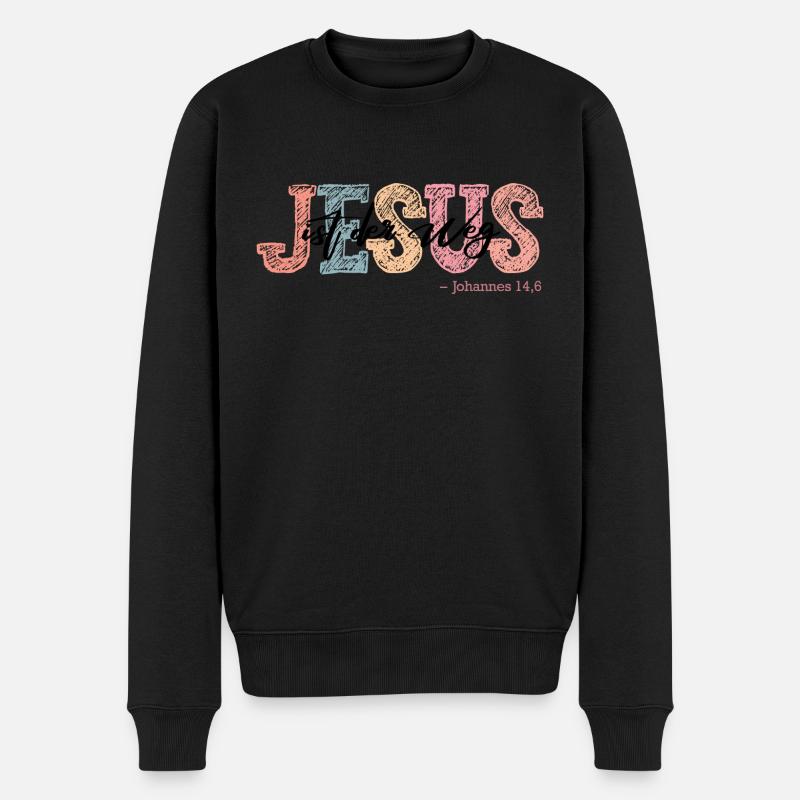 Jesus ist der Weg Johannes 14 6 Bibel Kirche - Männer Premium Bio Pullover - Schwarz