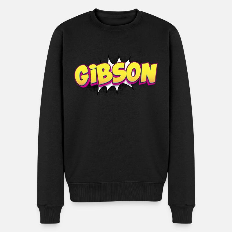 Gibsom benutzerdefinierter Name Comic-Stil Pop-Art, - Männer Premium Bio Pullover - Schwarz