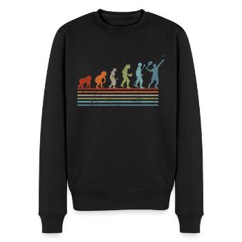 Retro-Vintage-Tennis-Evolution - Männer Premium Bio Pullover - Schwarz - Vorne - Nico (187cm)