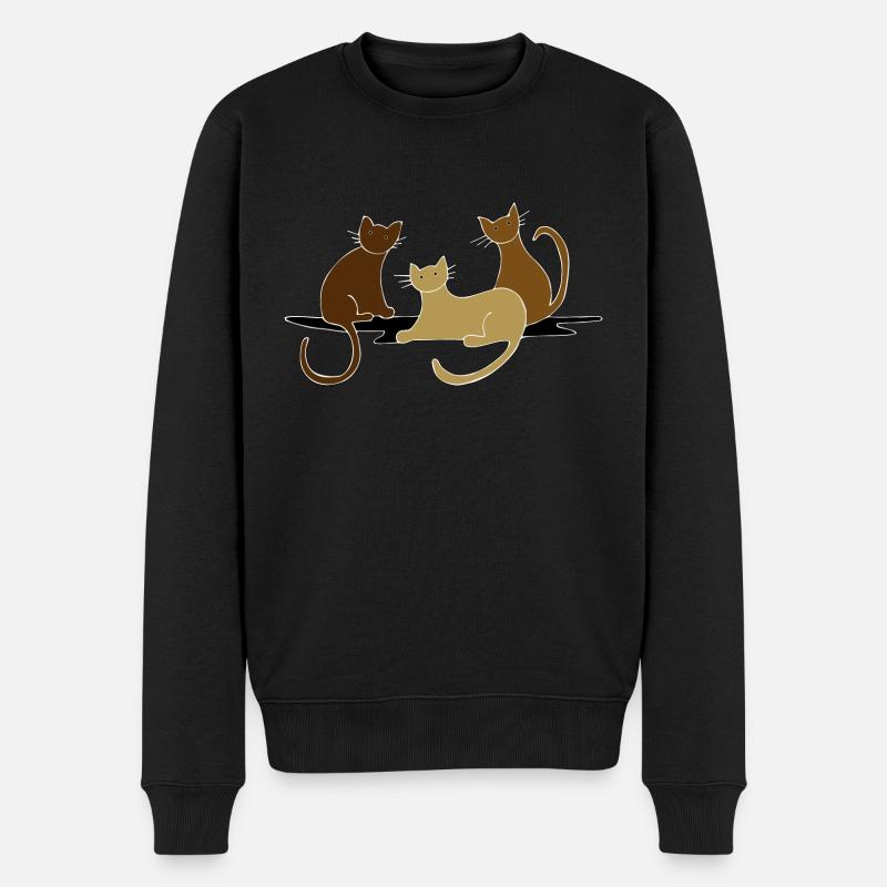 Katzen - Männer Premium Bio Pullover - Schwarz