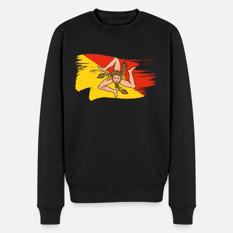 Sicile Drapeau Trinacria Sicilienne - Pull Premium bio Homme - noir