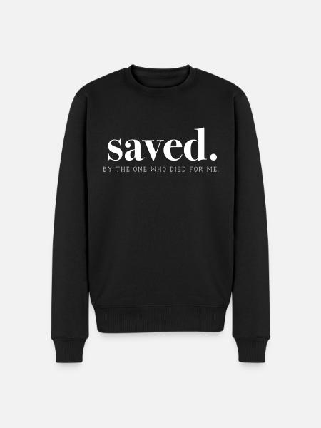 Saved by Jesus - Männer Premium Bio Pullover - Schwarz