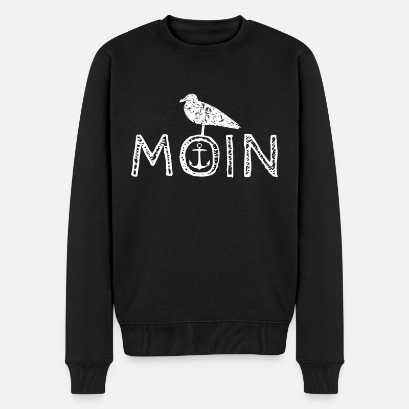 Moin Möwe - Männer Premium Bio Pullover - Schwarz