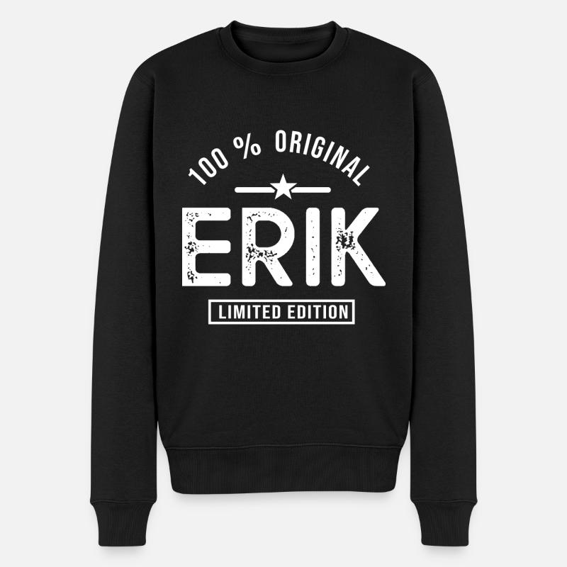 Geschenk Erik personalisierter Vorname erik - Männer Premium Bio Pullover - Schwarz