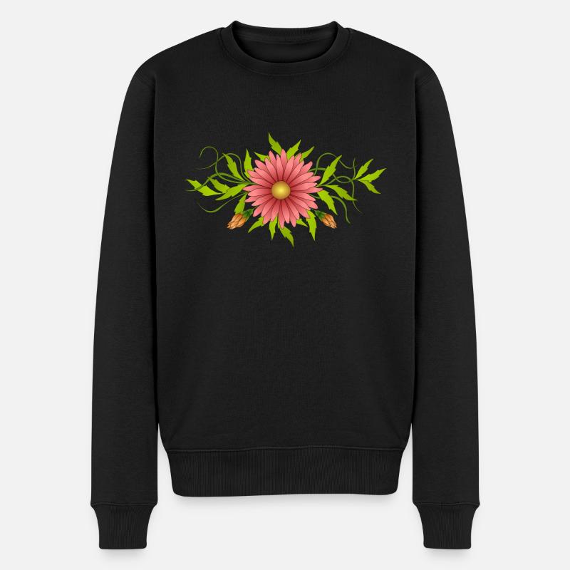 Blumen - Männer Premium Bio Pullover - Schwarz