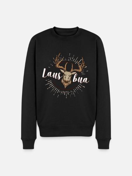 Lausbua Hirsch Lederhosen - Männer Premium Bio Pullover - Schwarz