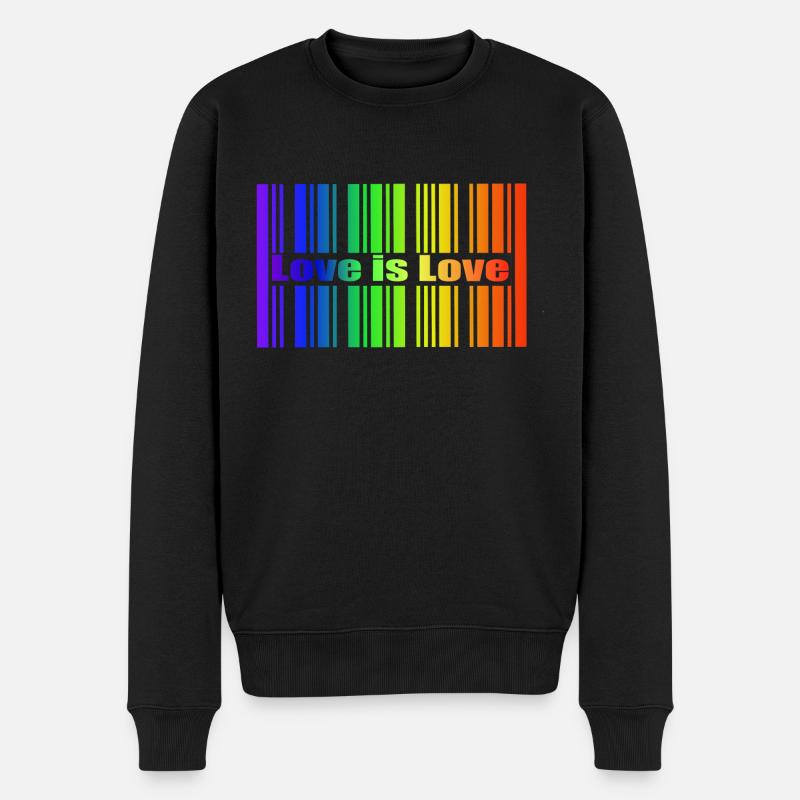 Regenbogen Strichcode, Love is Love - Männer Premium Bio Pullover - Schwarz