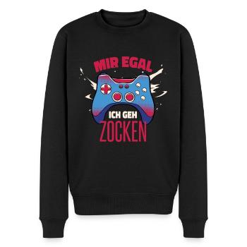 Gamer Gaming Mir Egal Ich Geh Zocken Geschenkidee - Männer Premium Bio Pullover - Schwarz - Vorne - Nico (187cm)