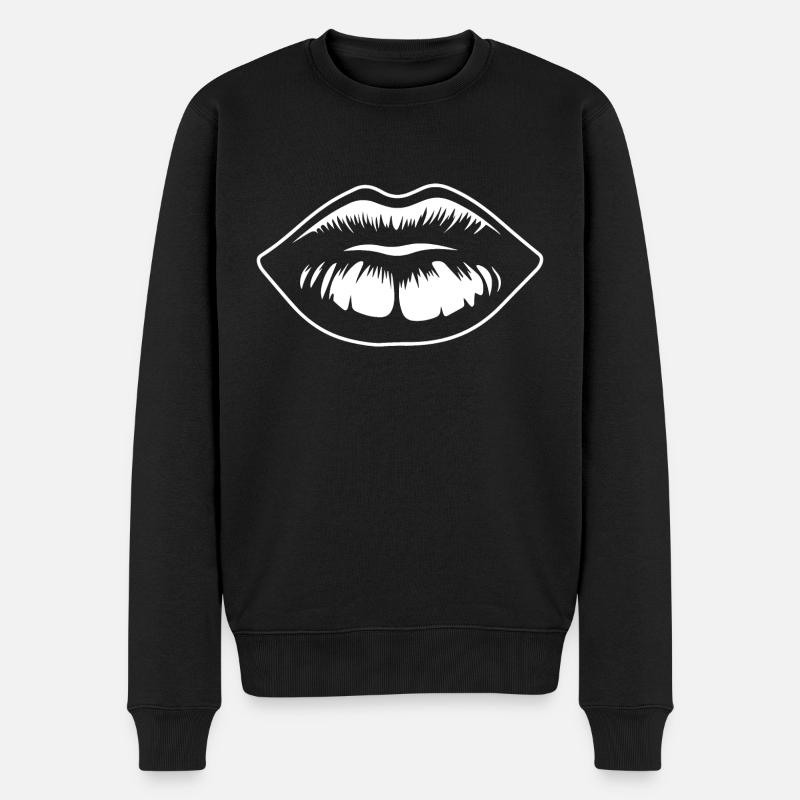 Lèvres, bouche, baisers lèvres - Pull Premium bio Homme - noir