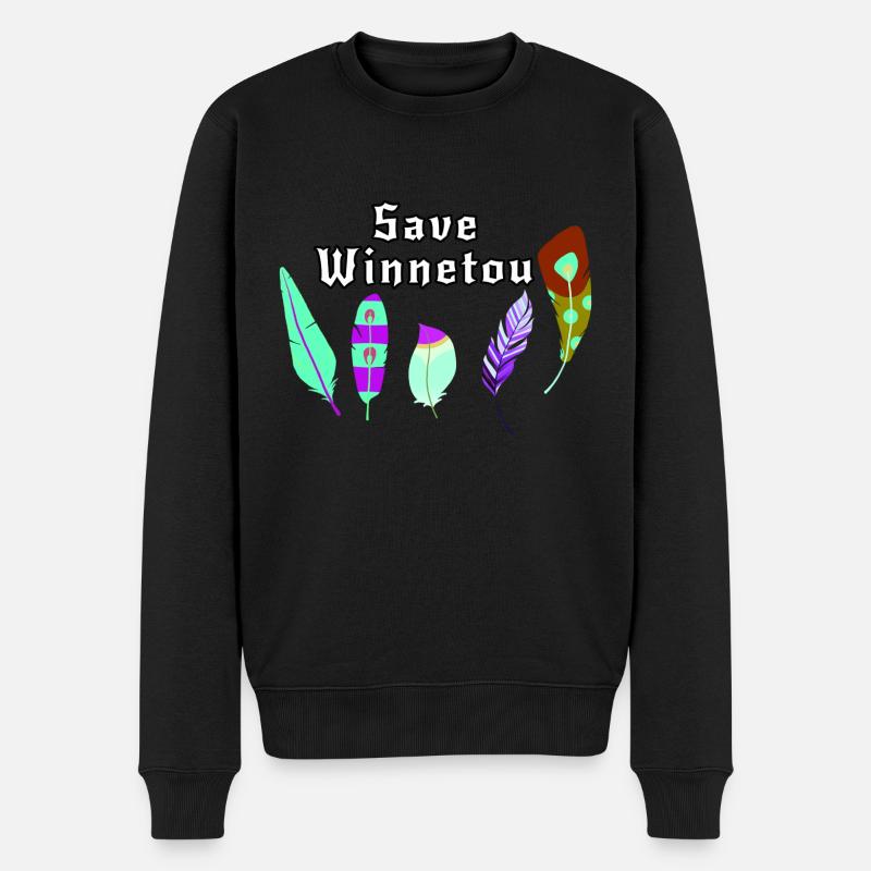save winnetou,winnetou,federn,illustration - Männer Premium Bio Pullover - Schwarz