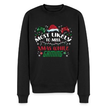 Weihnachten Gamer Lustig Miss Xmas While Gaming - Männer Premium Bio Pullover - Schwarz - Vorne - Nico (187cm)