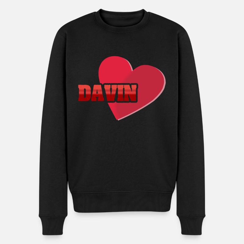 Vorname Davin - Männer Premium Bio Pullover - Schwarz