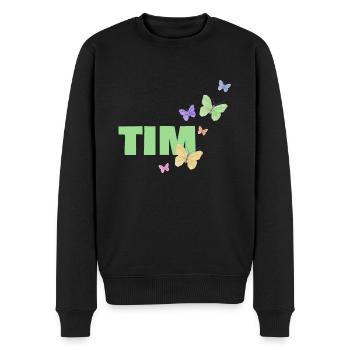 Tim - Männer Premium Bio Pullover - Schwarz - Vorne - Nico (187cm)