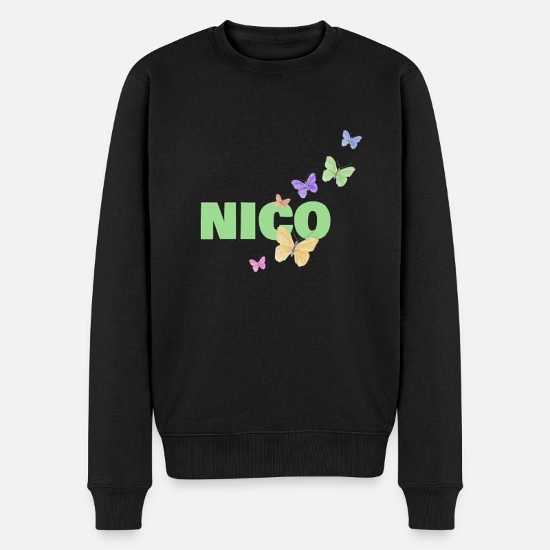 Nico Nico - Männer Premium Bio Pullover - Schwarz