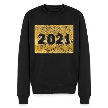 Zahl 2021 - Männer Premium Bio Pullover - Schwarz - Vorne - Nico (187cm)