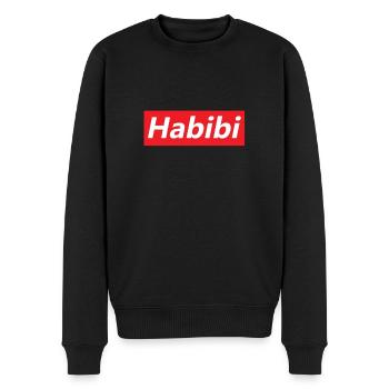 Typographie du logo rouge Habibi - Pull Premium bio Homme - noir - Devant - Nico (187cm)