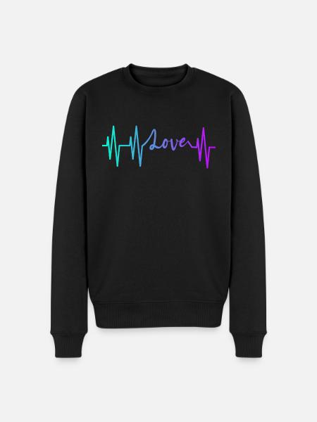 HEARTBEAT LOVE GRADIENT BLUE PURPLE - Men's Premium Organic Jumper - black