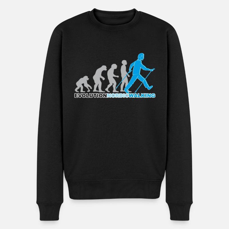 Evolution, nordicwalking, walking, wandern - Männer Premium Bio Pullover - Schwarz