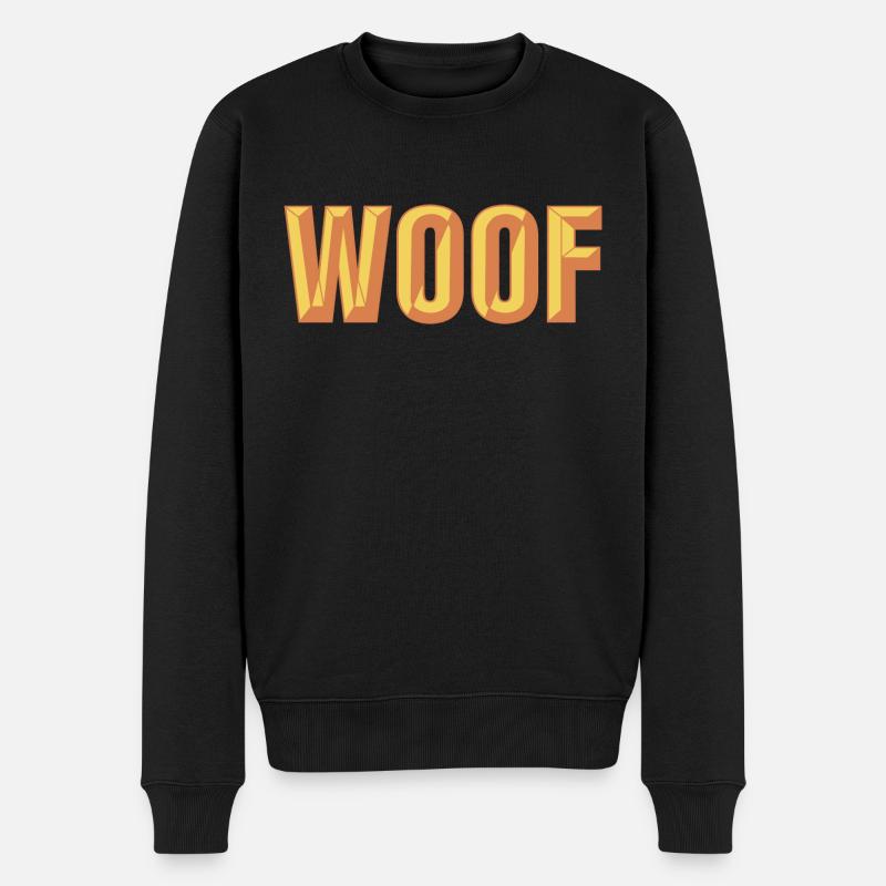 Woof abgeschrägtes Textdesign - Männer Premium Bio Pullover - Schwarz