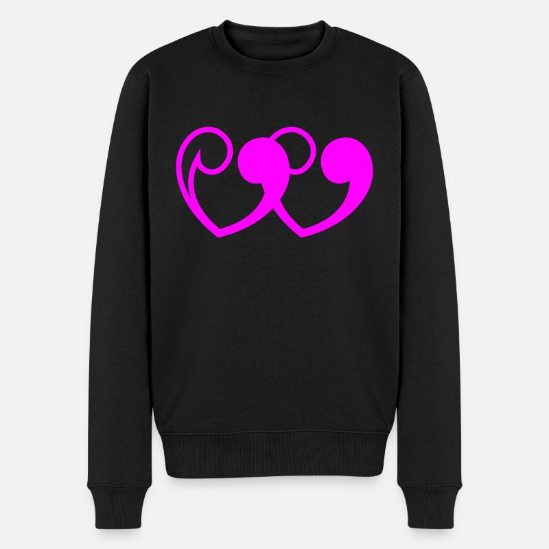 Herz Gänsefüßchen - Männer Premium Bio Pullover - Schwarz