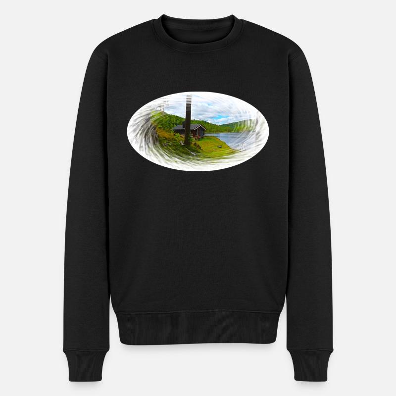 Cottage am Meer inmitten der Einsamkeit der Natur. - Männer Premium Bio Pullover - Schwarz