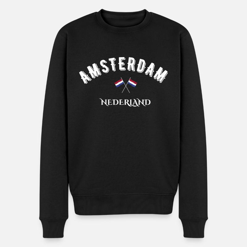 Amsterdam Nederland - Männer Premium Bio Pullover - Schwarz