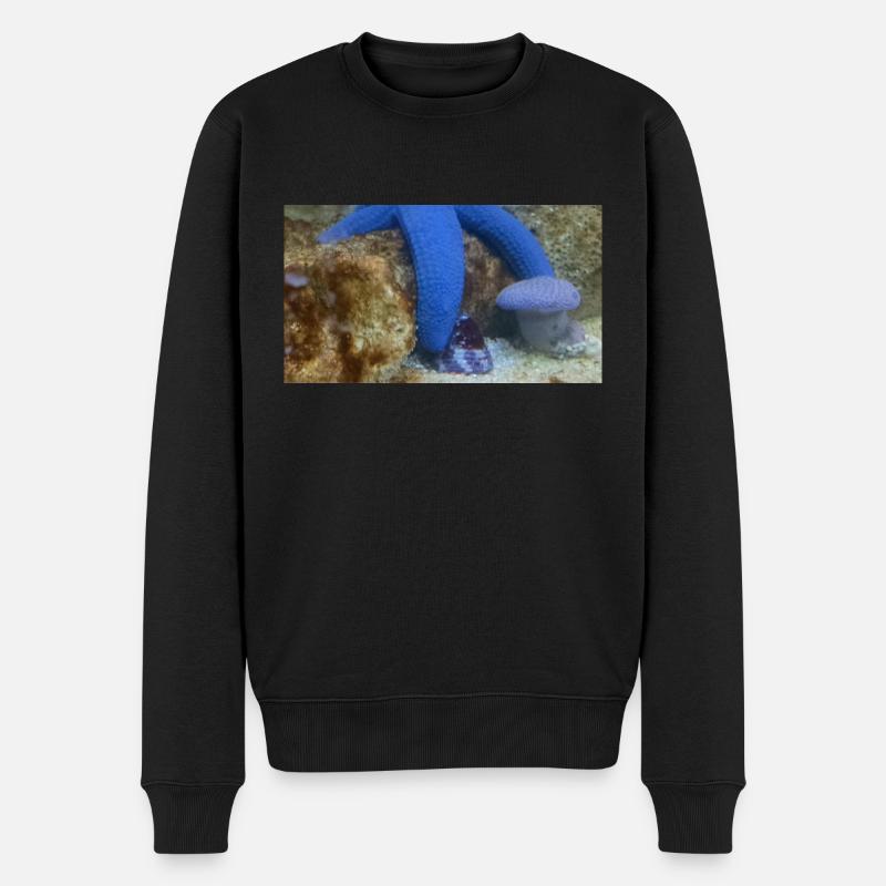 Blauer Seestern - Männer Premium Bio Pullover - Schwarz