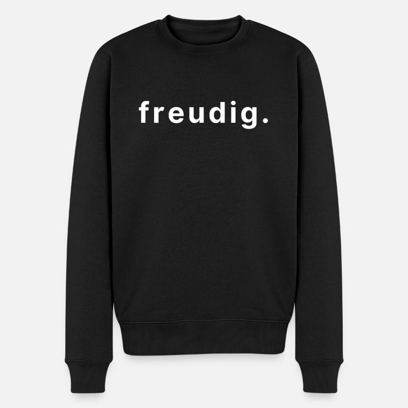 freudig. - Männer Premium Bio Pullover - Schwarz