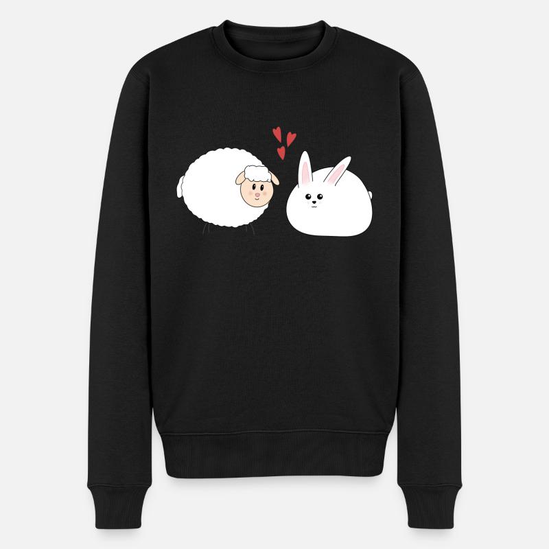 Rabbit and sheep, Easter - Men's Premium Organic Jumper - black