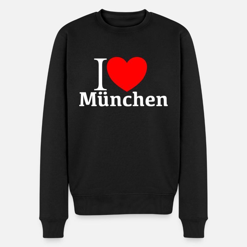 i love München - Männer Premium Bio Pullover - Schwarz