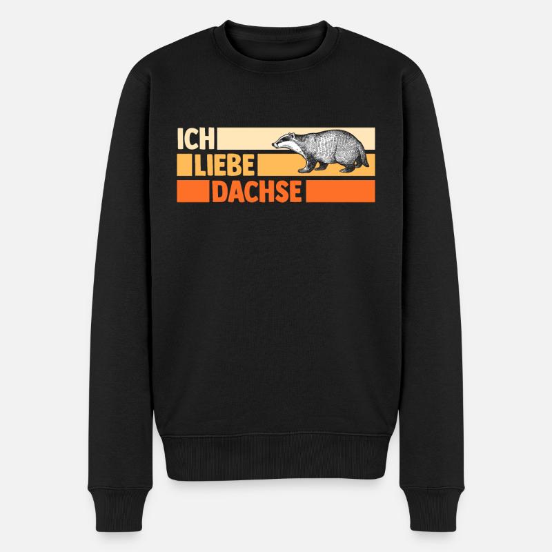 Tiermotiv Dachs - Männer Premium Bio Pullover - Schwarz