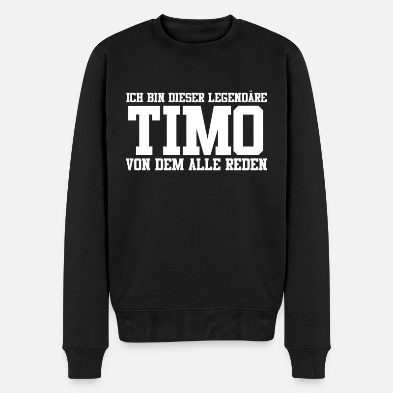 Timo Name Design - Männer Premium Bio Pullover - Schwarz