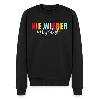 Nie wieder ist jetzt - Statement gegen Hass - Männer Premium Bio Pullover - Schwarz - Vorne - Nico (187cm)