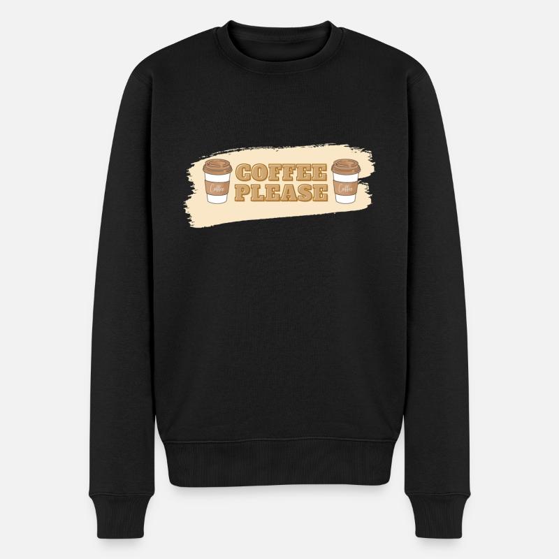 Coffee Please - Männer Premium Bio Pullover - Schwarz