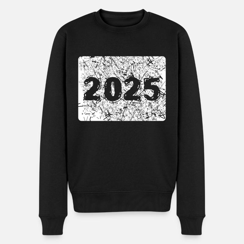 Jahr 2025 - Männer Premium Bio Pullover - Schwarz