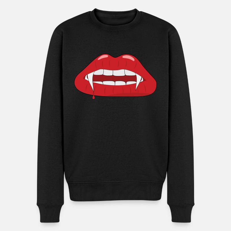 Vampir Vampirzähne - Männer Premium Bio Pullover - Schwarz