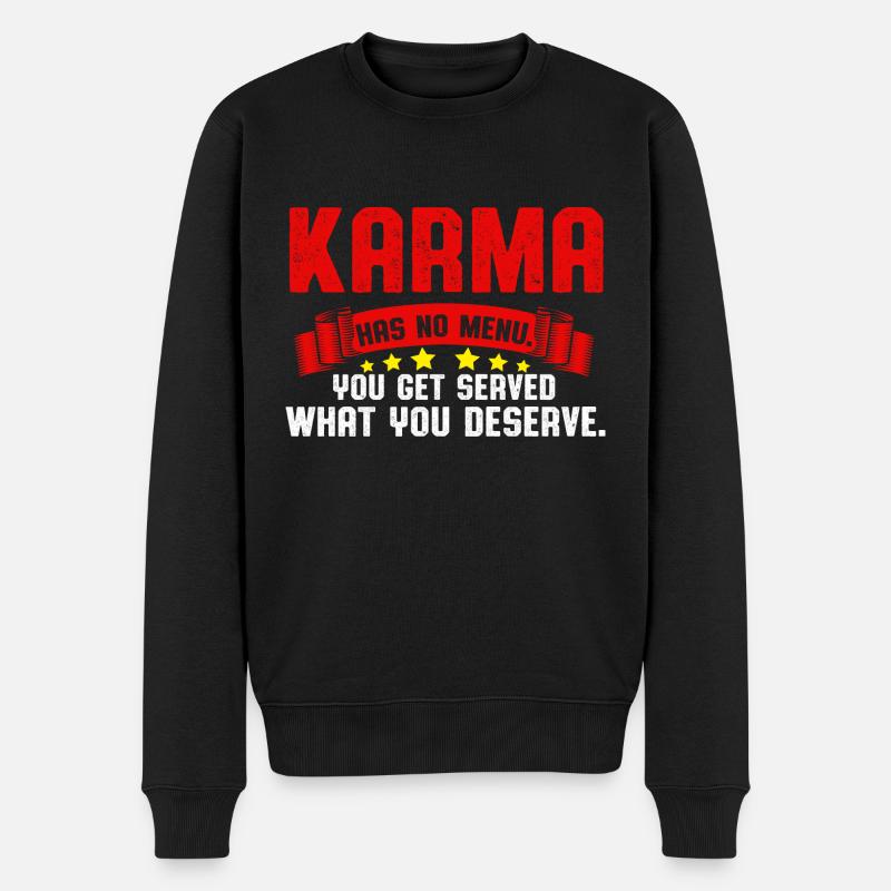 Karma - Männer Premium Bio Pullover - Schwarz
